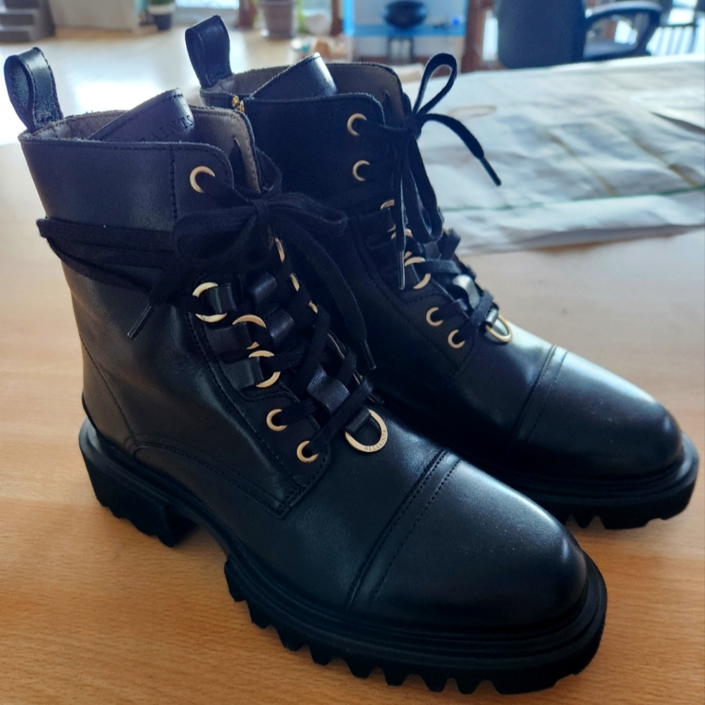 All Saints Womans Lydia Cap Toe Combat Boots
